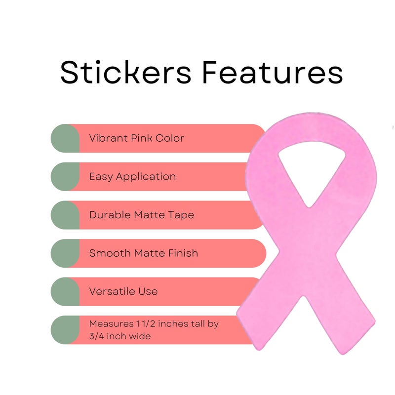 Fundraising For A Cause Small Dark Pink Ribbon Stickers - Pink Ribbon for Breast Cancer Awareness - Perfect for Event Decoration, Giveaways and Fundraising -(1 Roll -250 Stickers) - Image 2
